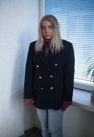 VINTAGE 90'S NAVY BLUE DOUBLE BREASTED JACKET
