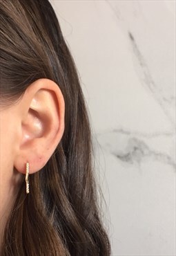 Esta: Dainty Gold Cut Out Pave Diamante Star Hoop Earrings