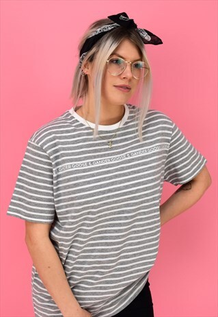 G&G GREY/WHITE STRIPED S/S TEE