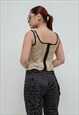VINTAGE Y2K FITTED WIDE STRAPS GOLD BONED CORSET M