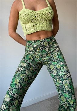 Hand Made Neon Green Knitted Crop Top