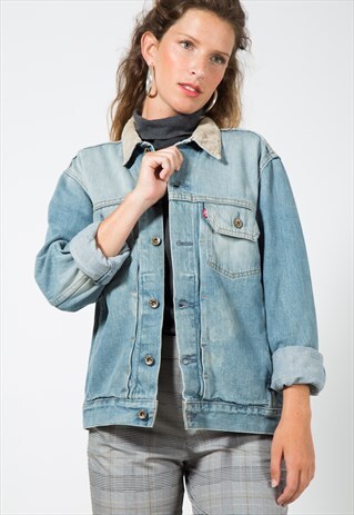 VINTAGE 80S LEVI'S CONTRAST COLLAR DENIM JACKET/ S1539