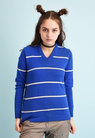 70'S RETRO MOD STRIPED PATTERN WOOL KNIT JUMPER