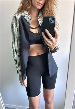 Vintage Classy Black Jacket With Open Front - Medium
