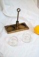 VINTAGE SALT AND PEPPER SET 1910S ART DECO BRONZE GLASS