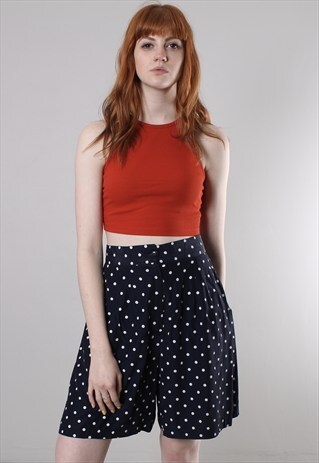 VINTAGE 80S POLKA DOT HIGH WAISTED TAILORED CULOTTE SHORTS
