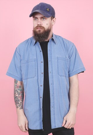 VINTAGE SHORT SLEEVED DENIM SHIRT /R12416