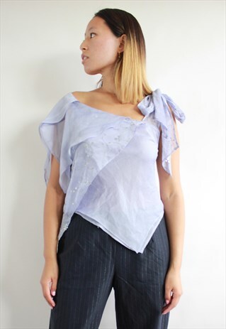 Y2K STYLE LILAC EMBROIDERY TOP