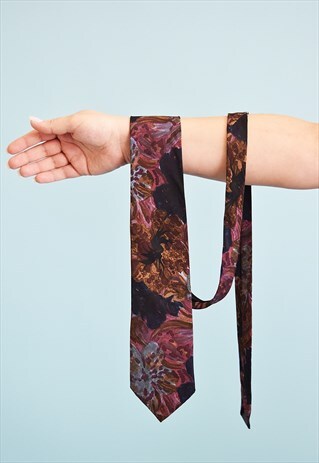 VINTAGE 80'S RETRO FLORAL PATTERN PRINT TIE