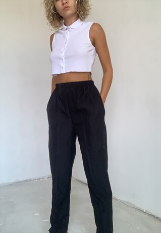 VINTAGE HIGH WAISTED BLACK TROUSERS