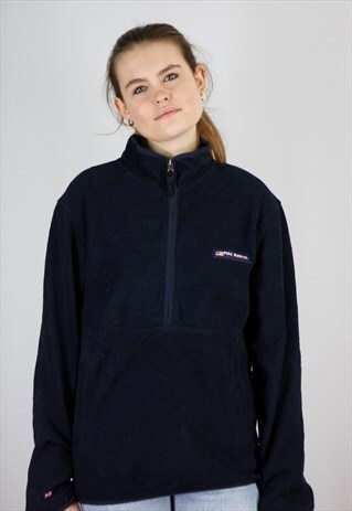 VINTAGE RALPH LAUREN 1/2 ZIP FLEECE IN DARK BLUE IN SIZE M