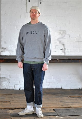 90S PUMA STENCIL SPELL OUT LOGO SWEATER