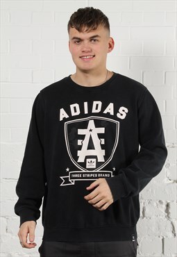 Vintage Adidas Sweatshirt in Black with Spell Out Logo