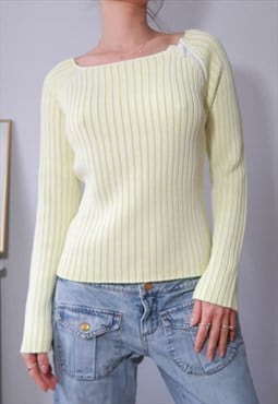vintage y2k gorpcore two tone ribbed knit jumper