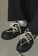 FLAT SOLE SHOES LACE UP SPEED HOOKS BOOTS IN BLACK