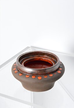 Vintage 80s Brown Orange Ceramic Planter Pot Bowl 