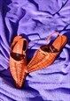 Vintage 80's funky bright small heel retro crochet shoes