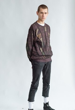 VINTAGE 80S ABSTRACT JUMPER IN CHUNKY STRIPE