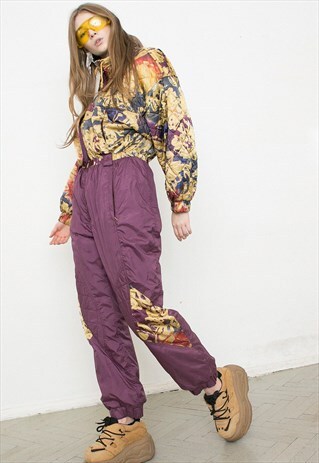 VINTAGE PURPLE GOLD PUFFER ONE PIECE TRACKSUIT SPORTSWEAR