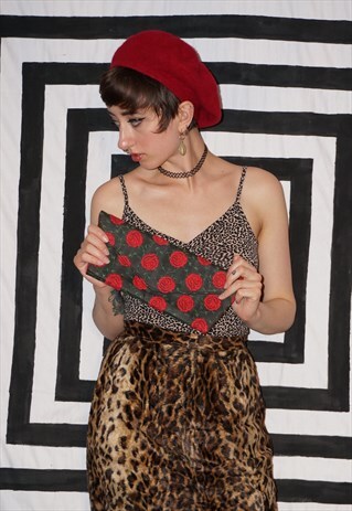 VINTAGE 90'S FLORAL EMBROIDERED CLUTCH BAG