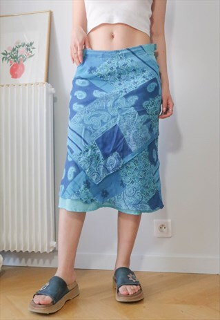 VINTAGE Y2K BLUE MIDI SKIRT