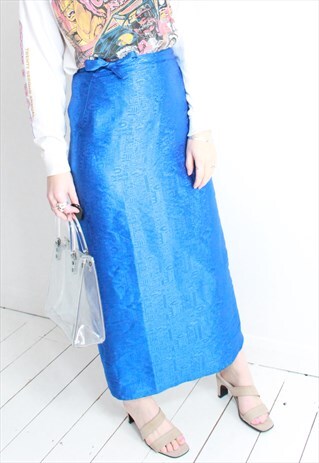 VINTAGE 90S METALLIC BLUE WRAP AROUND SKIRT/SARONG
