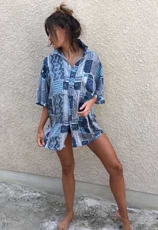 ATTERNED OVERSIZED RETRO VINTAGE UNISEX FESTIVAL SHIRT