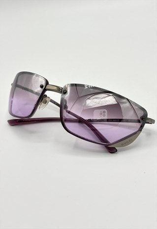 Gucci Sunglasses Rimless Shield Purple Lilac Reflective 1691