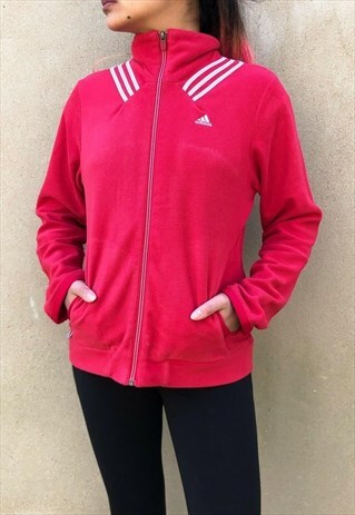 VINTAGE ADIDAS FLEECE PINK WOMENS MEDIUM THREE STRIPES
