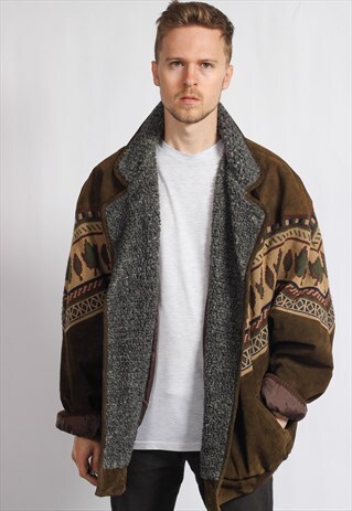 VINTAGE AZTEC FESTIVAL FLEECE LINED JACKET