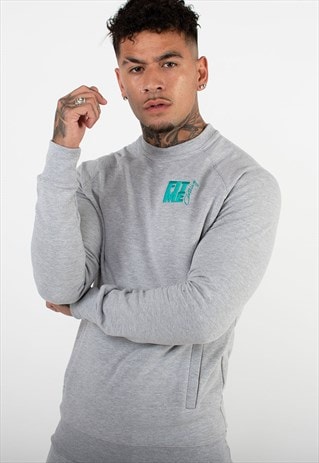 GREY SLIM FIT LOGO TRACKSUIT