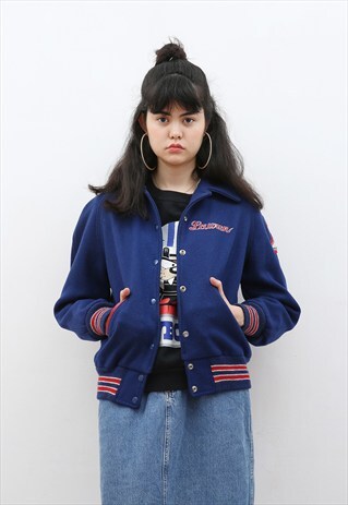 70S VINTAGE NAVY TRINITY VARSITY JACKET