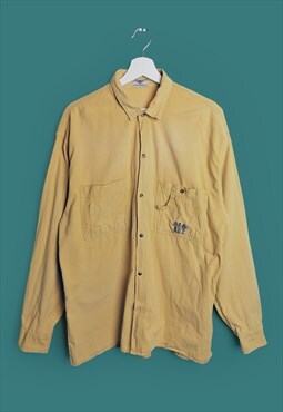 SANCAR Vintage 80's Unisex Faded Yellow Boyfriend Shirt