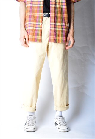 VINTAGE 90S PASTEL YELLOW CHINOS PANTS
