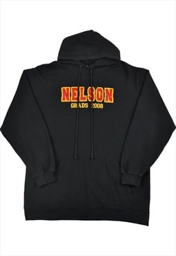 Vintage Nelson Grads Varsity Hoodie Sweatshirt Black Medium