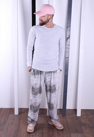 VINTAGE 90S PATTERNED CRAZY PRINT TROUSERS. UNISEX. GYM