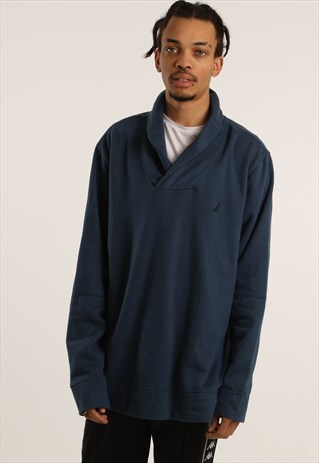 VINTAGE NAUTICA EMBROIDERED LOGO V-NECK SWEATSHIRT