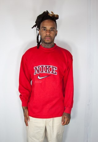 NIKE RED EMBROIDED VINTAGE SWEATSHIRT