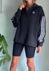 Vintage Black Adidas 3 Stripes Sweatshirt