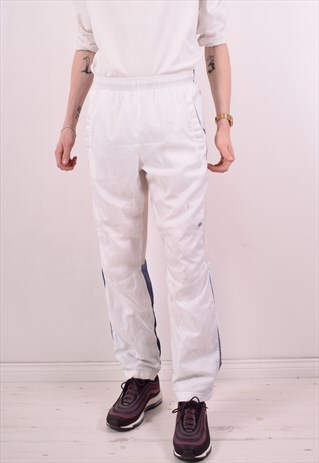 NIKE MENS VINTAGE TRACKSUIT TROUSERS W34 L30 WHITE 90S