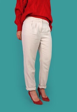 Vintage 90's 80's  BIAGGINI Viscose Casual Trousers Beige