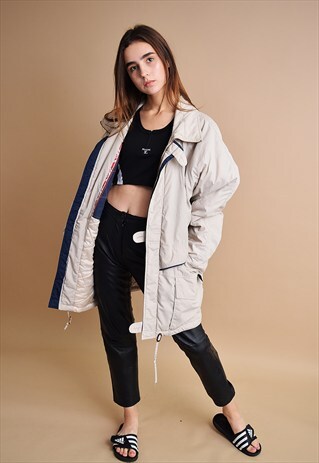 90'S RETRO GREY PUFFA WARM PARKA JACKET