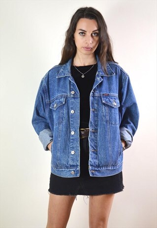 1990S VINTAGE BLUE LE SHARK DENIM JACKET