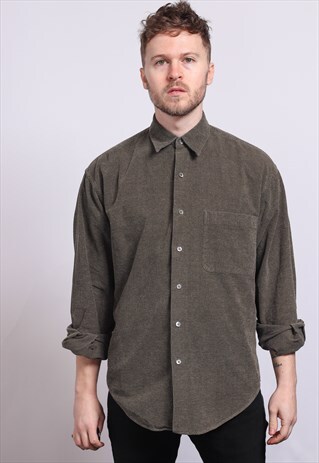 VINTAGE CORDUROY CORD SHIRT BROWN