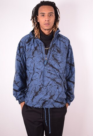 REEBOK MENS VINTAGE PULLOVER JACKET LARGE BLUE 90S