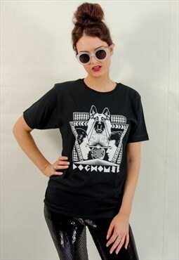 Doghouse Tshirt with German Shepherd Dog Graphic Print