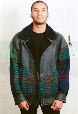 VINTAGE PLAID SHERPA COAT