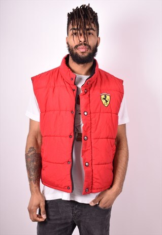 FERRARI MENS VINTAGE PADDED GILET XL RED 90S