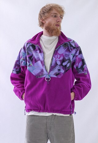 VINTAGE MENS MAMMUT HALF ZIP FLEECE PULLOVER AZTEC JACKET