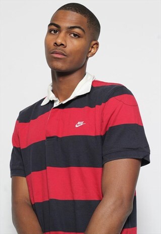 VINTAGE RUGBY POLO SHIRT STRIPED RED